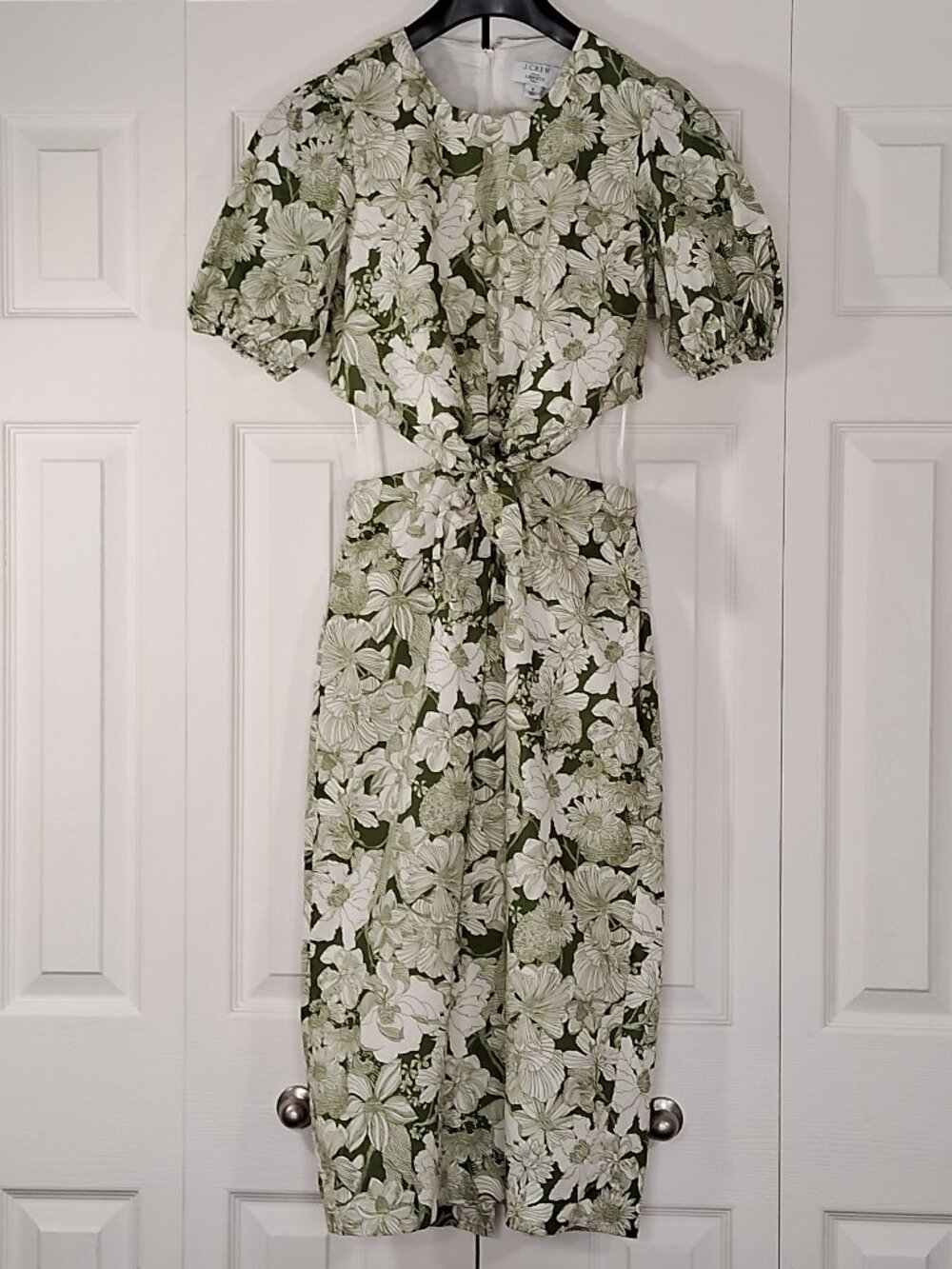 Jcrew x Liberty London Floral green and white cutout midi dress cotton